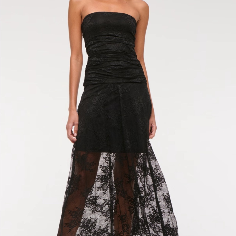 Abercrombie and Fitch Strapless Lace Midi Dress